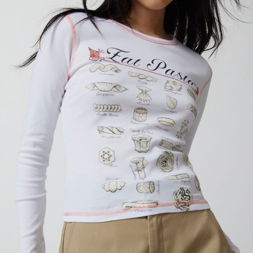 Urban Outfitters - Eat Pasta Long Sleeve Tee - Size XS